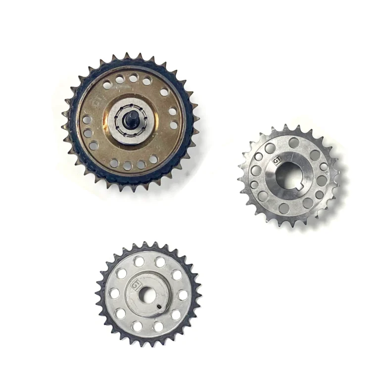 A selection of 3 sprockets, used in the timing chain system